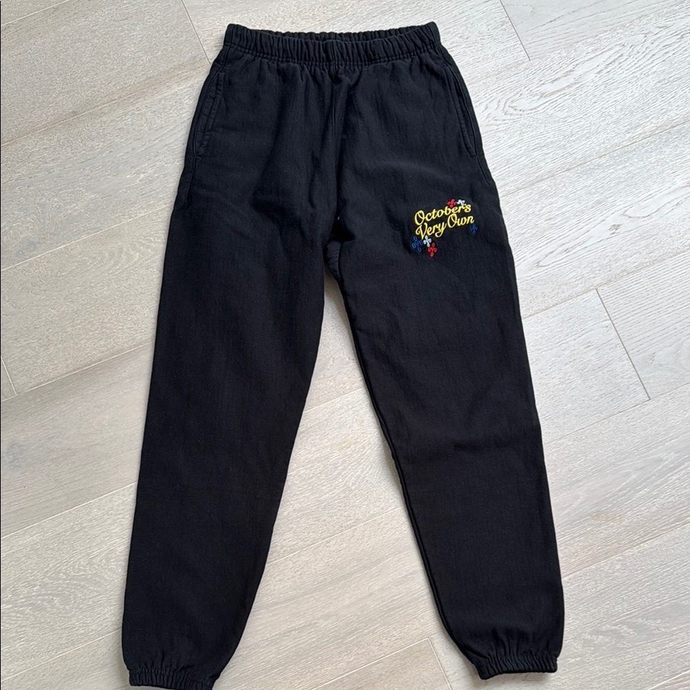 Black OVO Joggers with Colorful Embroidery